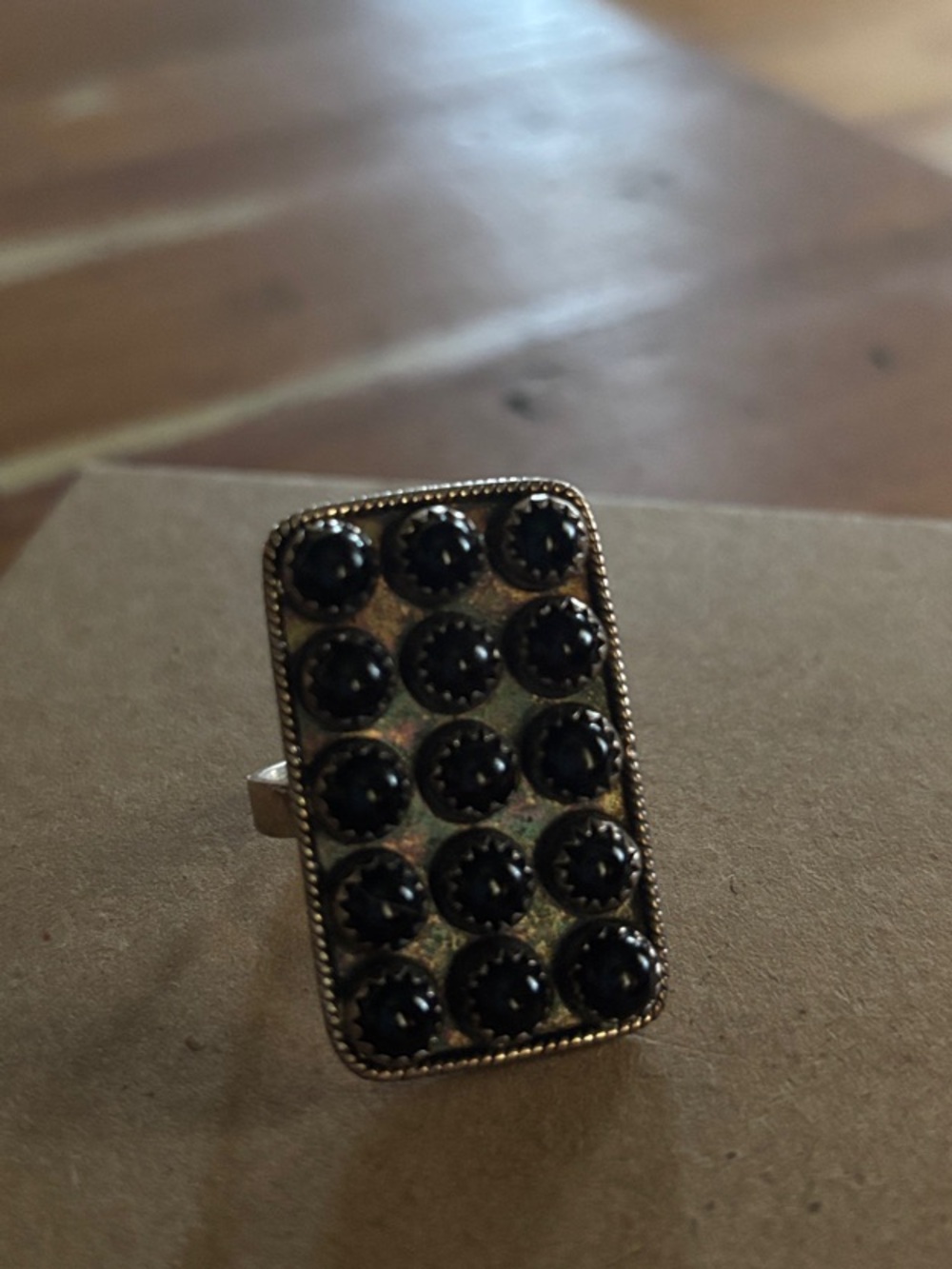 Sterling Silver Black Onyx Adjustable Ring